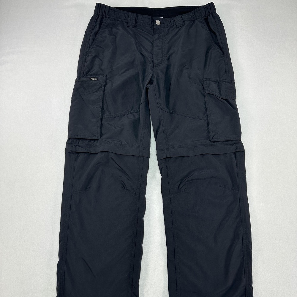 Columbia Pants Mens 34x32 Gray Woven Convertible Cargo Zip Pockets Hiking Travel